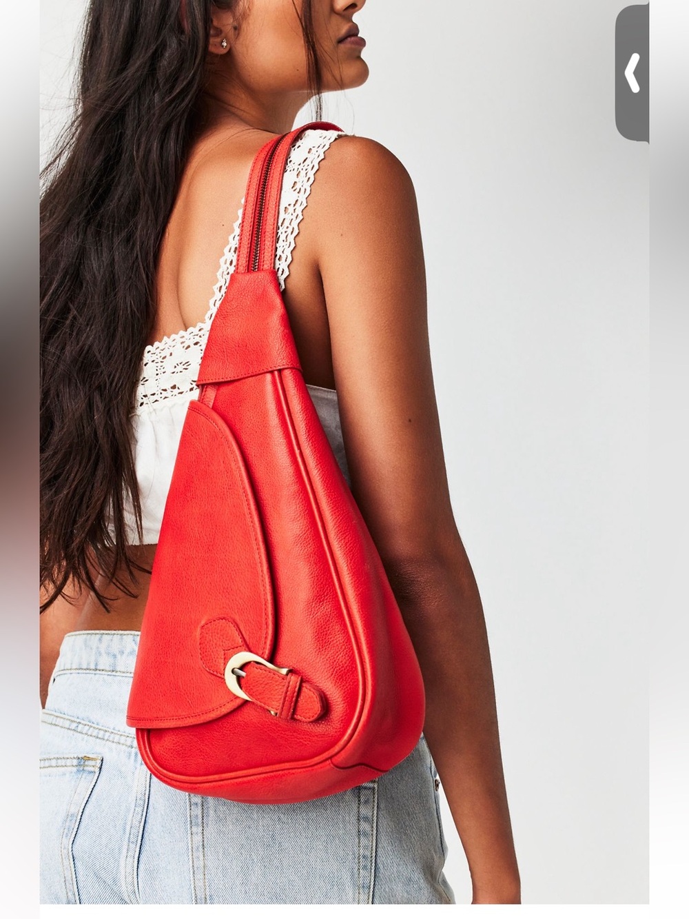 Free People Red Leather Sling Shoulder Bag